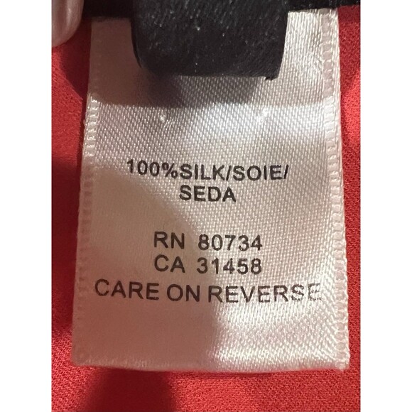 BCBG Maxazria Silk red flutter sleeve Gold Sequin scoop neck blouse top Small - Picture 7 of 8